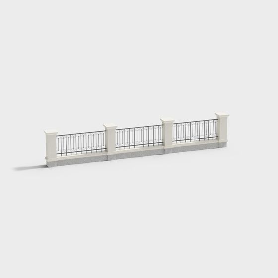 Urban Low-Poly Railing 3D model for Design Projects