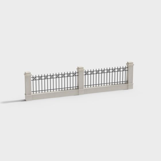 Elegant Low-Poly Urban Boundary Fence 3D model