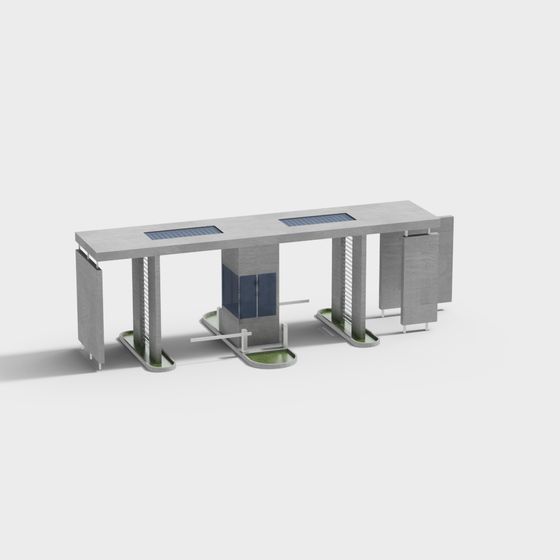 Urban Oasis Gas Station 3D Model – Eco-Friendly Design