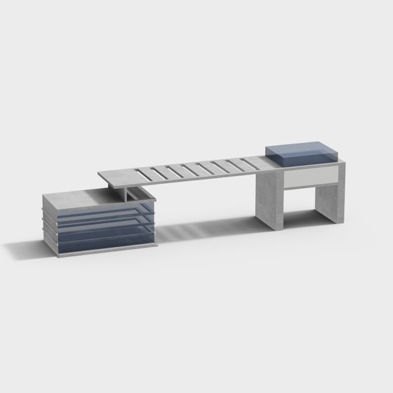 Low-Poly Concrete Bench 3D model