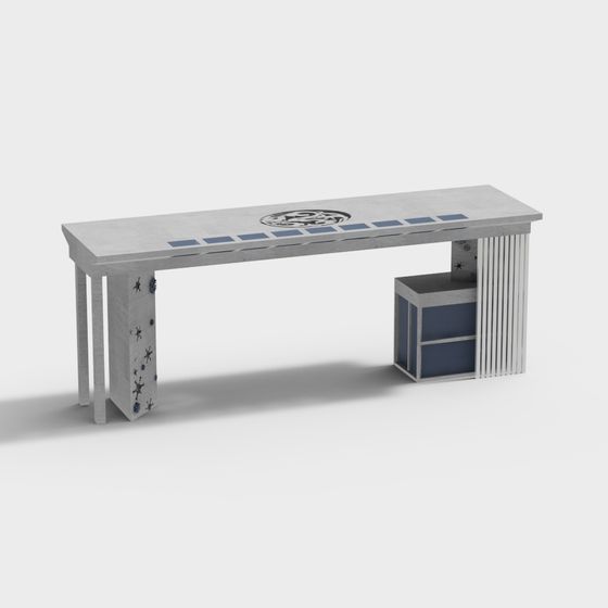 Stylish Concrete Art Table 3D model for Modern Interiors