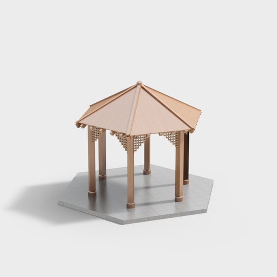 Oriental Style Pavilion 3D Model