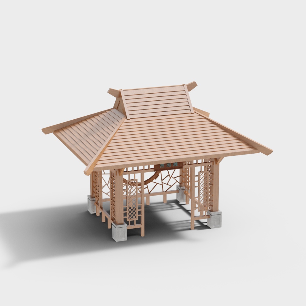 Japanese Pavilion Low-Poly 3D Model
