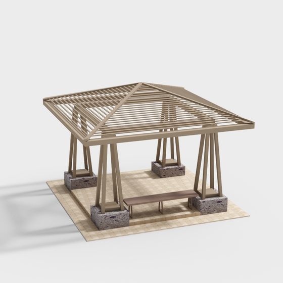 Stylish Low-Polygon Pavilion 3D Model