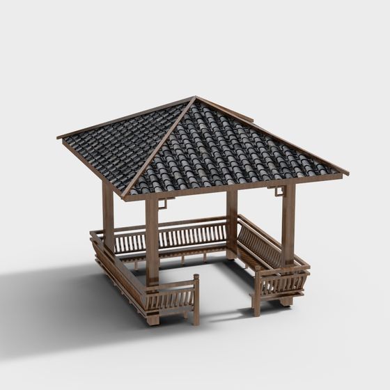 Traditional Eastern Pavilion 3D model for Timeless Elegance
