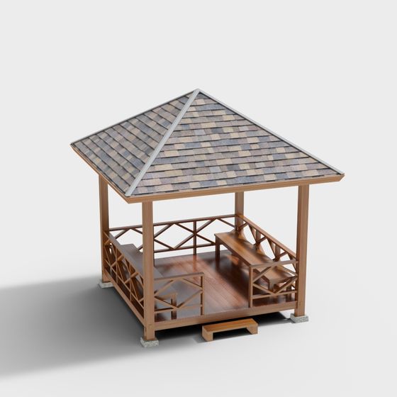 Low-Polygon Pavilion 3D model