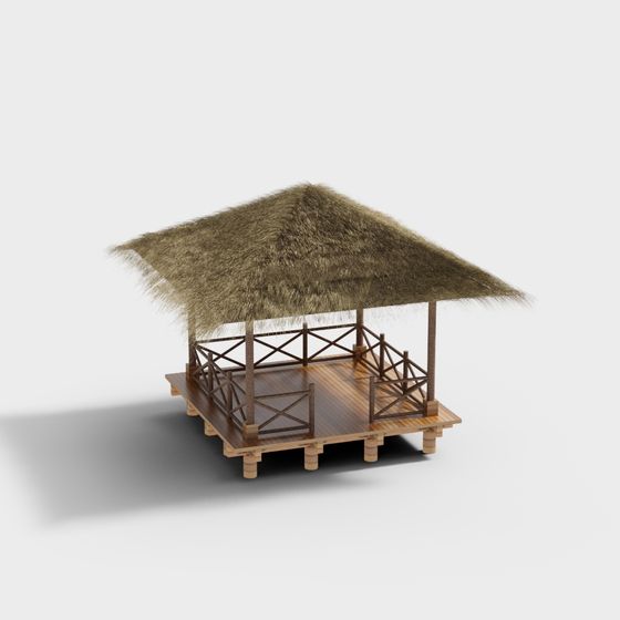 Tropical Thatched Pavilion 3D Model