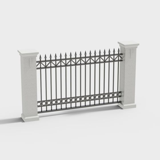 Elegant Low-Poly Iron Fence 3D Model