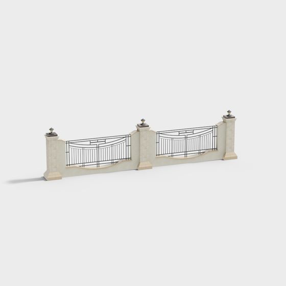 Elegant Classical Mansion Gate 3D model