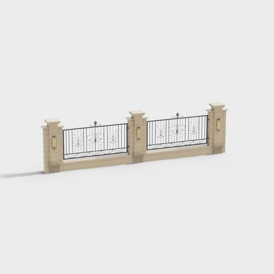 Elegant Courtyard Gate 3D model
