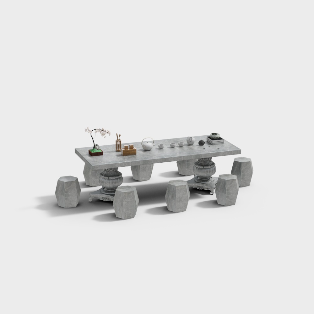 모던 스톤 의자 테이블