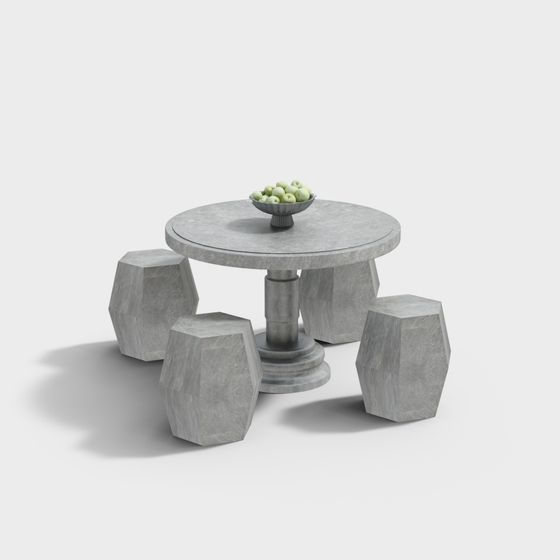 Stylish Concrete Round Table 3D model for Modern Interiors