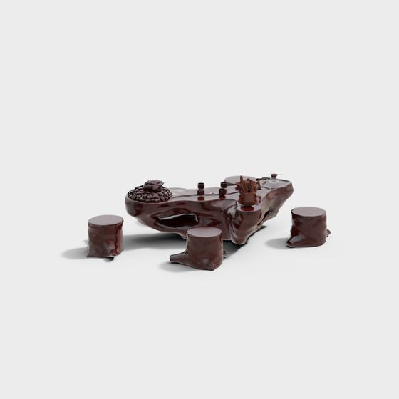 Natural Inspired Tea Table Set 3D model