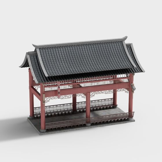 Stylish East Asian Pavilion 3D model for Creative Projects