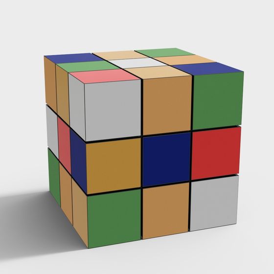 Vibrant Rubik's Cube 3D Model for Design Projects