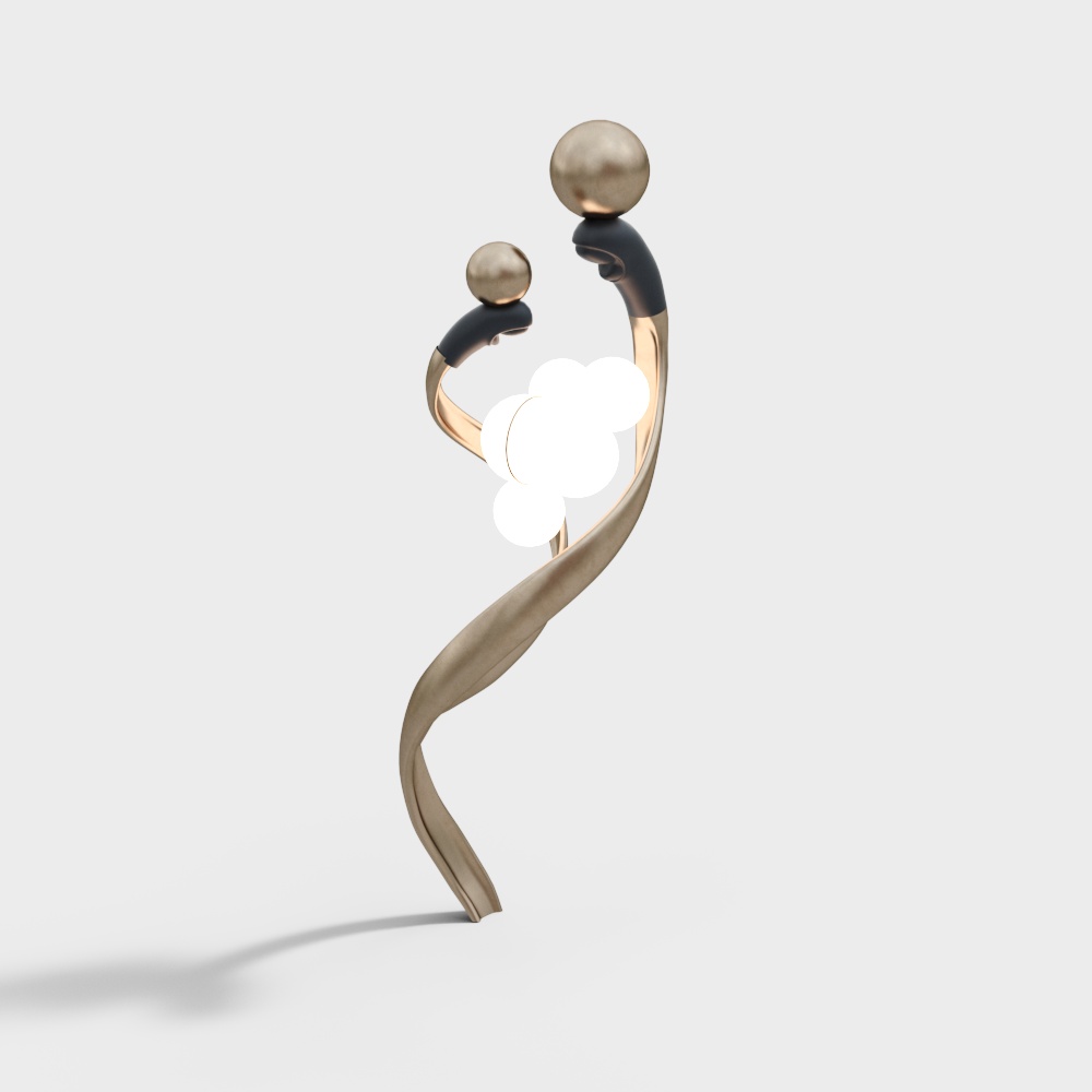 Abstract Dancer Low-Poly 3D Model – Gold and Black