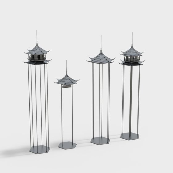 Sleek East Asian Pavilion 3D model for Creativity