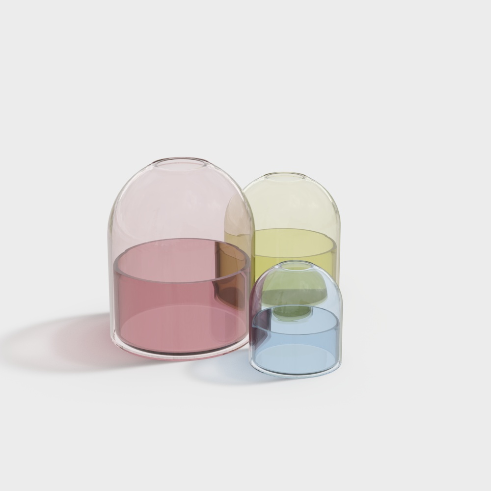 Colorful Glass Domes 3D Model – Low-Poly Glass Design