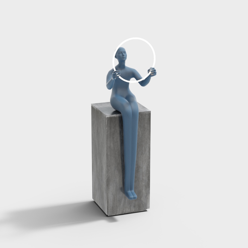Floating Thinker 3D model - Unique Low Poly Design