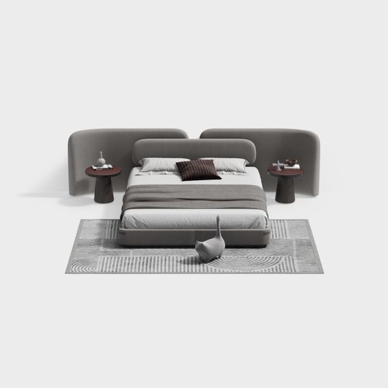 Urban Bedroom Suite 3D model - Modern Minimalist Design