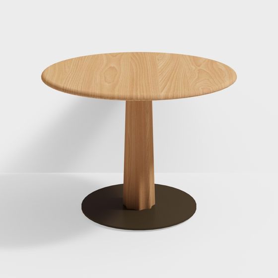 Round Table 1.1m Cherry Wood Solid Wood Desktop 3D Model