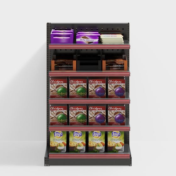 Stylish Low-Poly Supermarket Shelf 3D model