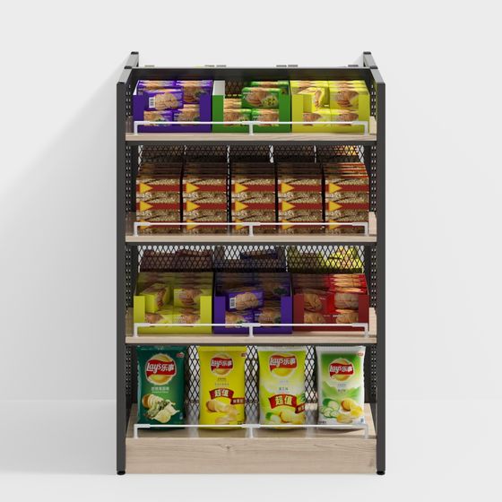 Vibrant Snack Shelf 3D model for Creative Projects