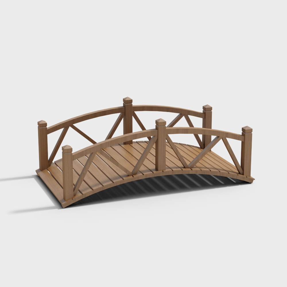 Tranquil Wooden Bridge 3D model
