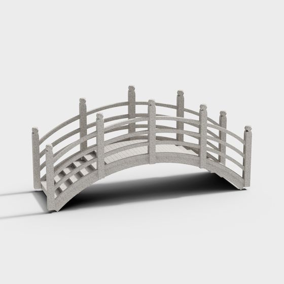 Elegant Low-Poly Stone Bridge 3D Model