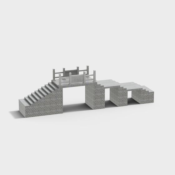 Ancient Bridge 3D model with Low-Poly Design