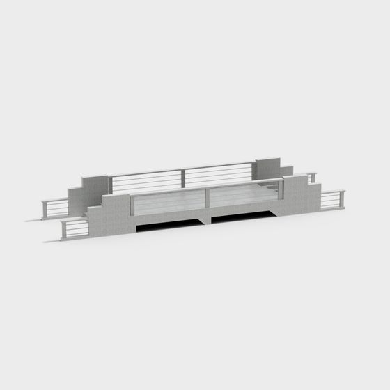 Urban Bridge Low-Poly 3D Model