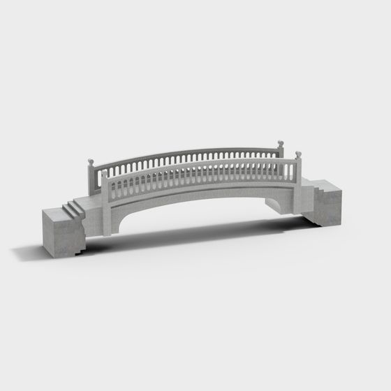 Elegant Lakeside Arch Bridge 3D model