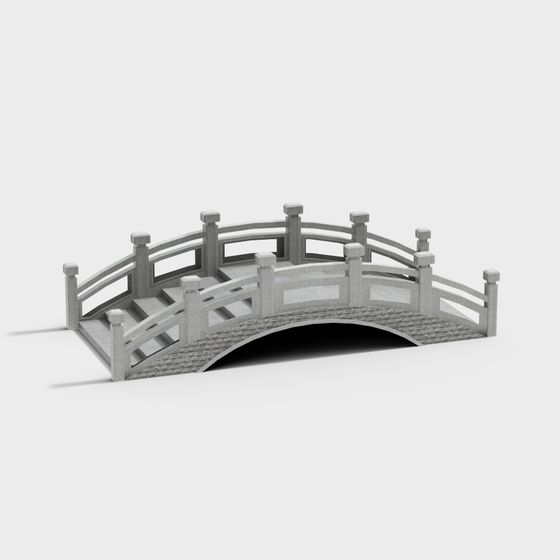 Traditional Low-Poly Stone Bridge 3D model