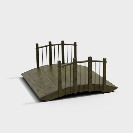 Wooden Arch Bridge 3D Model