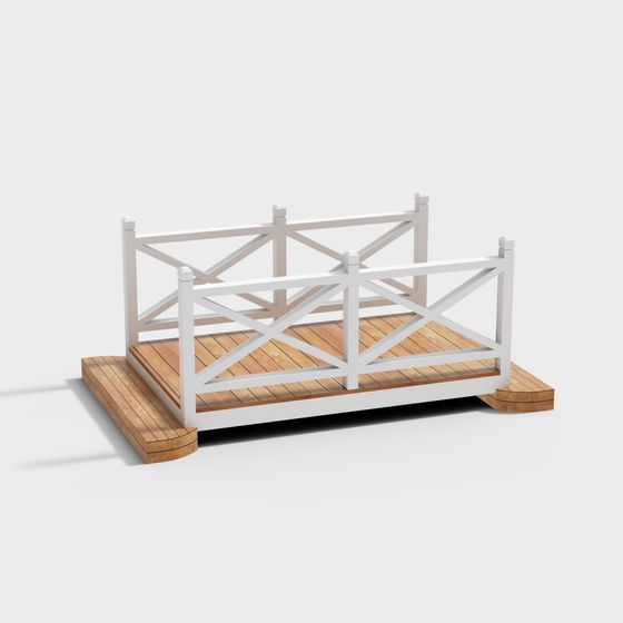 Charming Low-Polygon Wooden Bridge 3D model