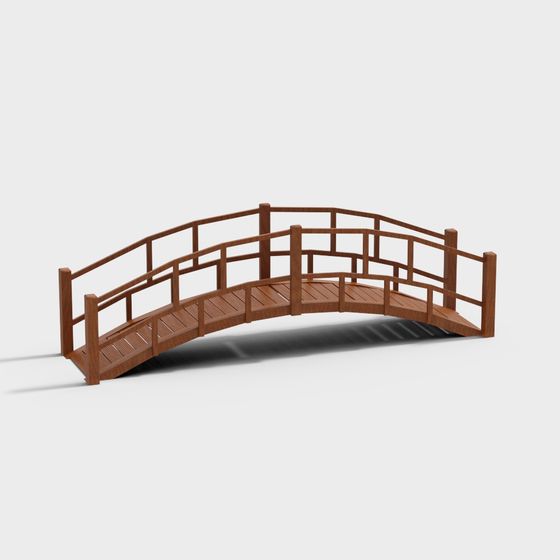 Serene Curved Bridge 3D model in Tranquil Landscapes
