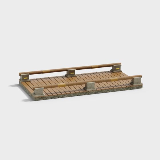 Lakeside Wooden Bridge 3D model