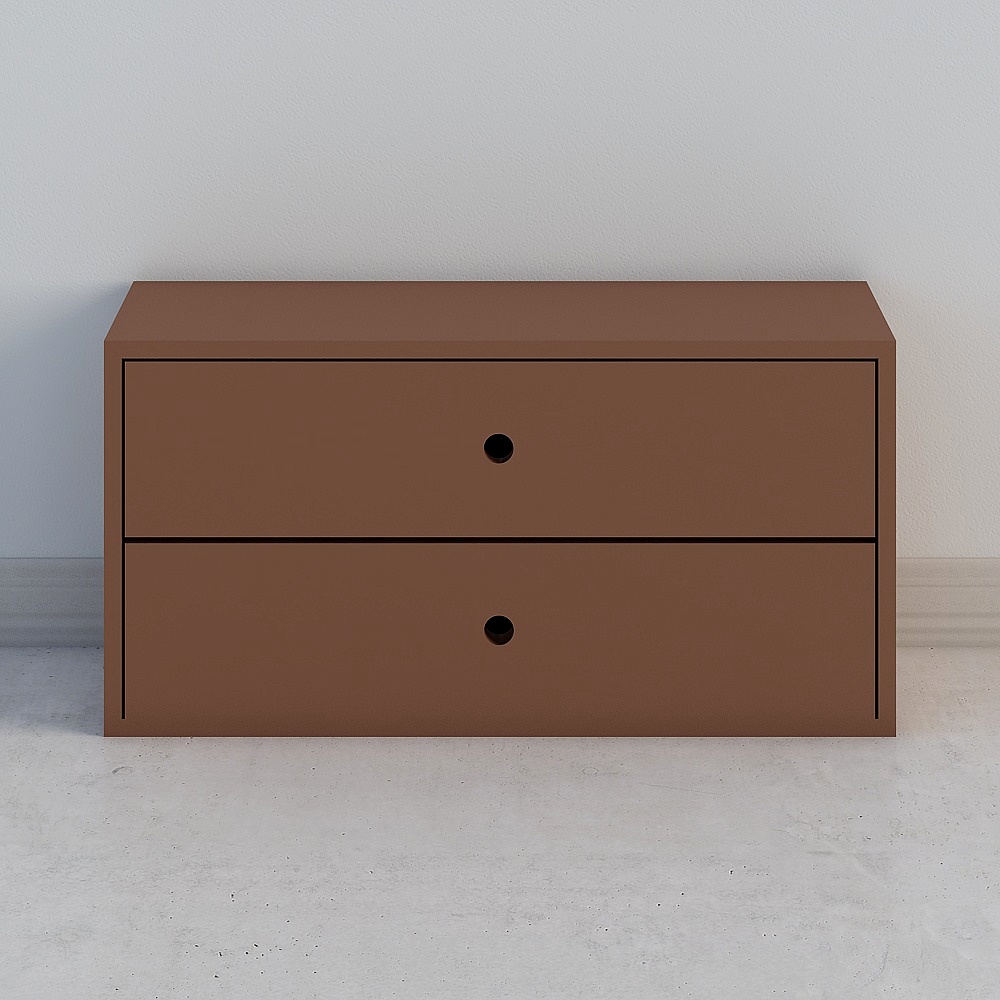 MOKUKAKU 床頭櫃 合板+家具+模組+2層+抽屜櫃