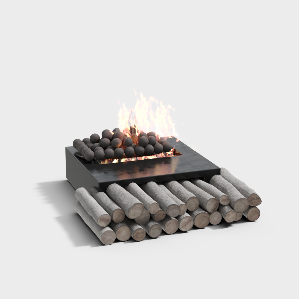 Urban Campfire 3D Model – Low-Poly Cozy Flame