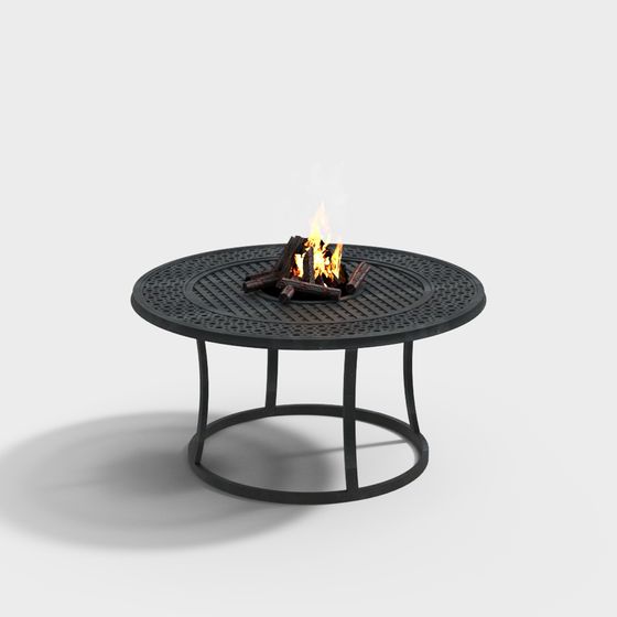 Circular Fire Pit Table 3D model for Cozy Evenings
