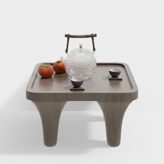 Sophisticated Low-Poly Tea Table 3D Model for Modern Spaces