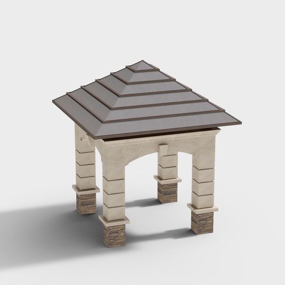Low-Poly Pavilion 3D model with High-Detail Textures