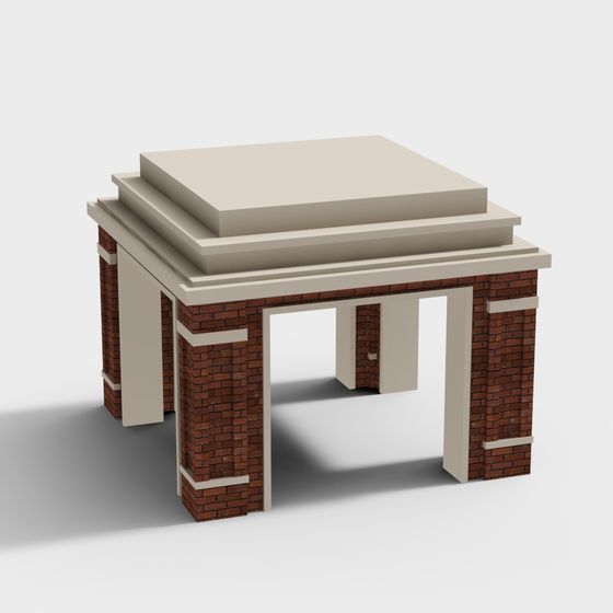 Low-Poly Brick Arch 3D model