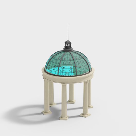 Elegant Glass Dome Pavilion 3D model