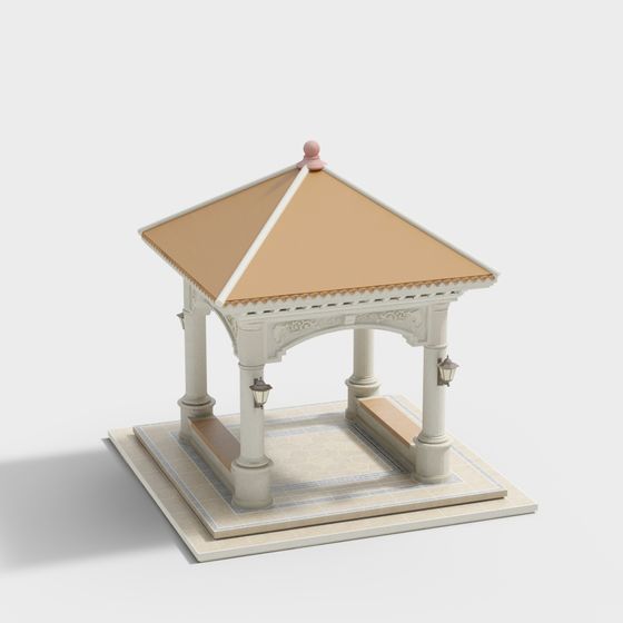 Charming Low-Polygon Pavilion 3D Model