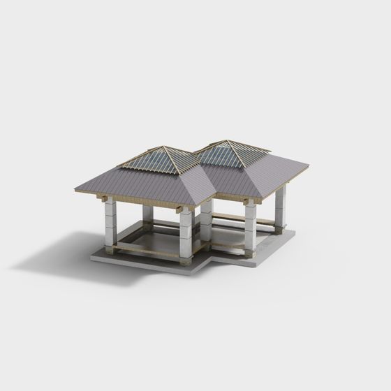 Modern Pavilion Low-Poly 3D model