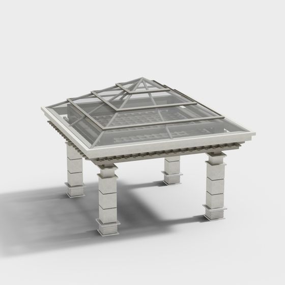 Urban Oasis 3D model: Modern Glass Pavilion