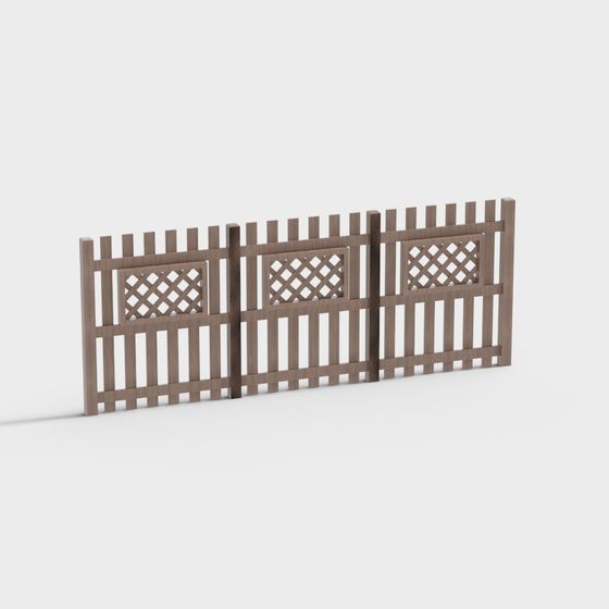 Elegant Low-Poly Wooden Fence 3D model for Creative Spaces