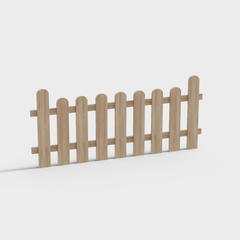 Low-Poly Wooden Fence 3D Model