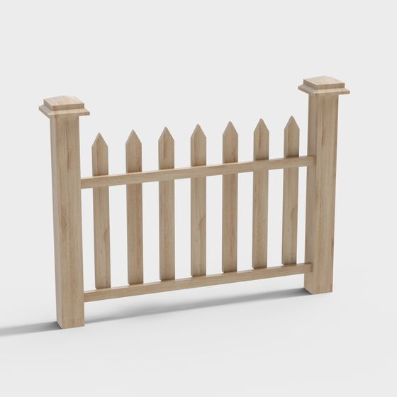 Low Poly Wooden Fence 3D model